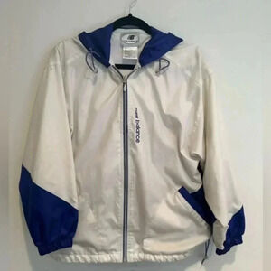 New Balance Blue & White Hooded Windbreaker, Size M